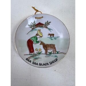 Vintage Baa Baa Black Sheep Hand Painted Japan Miniature Nursery Wall Plate
